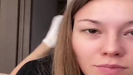 A russian girl socking of