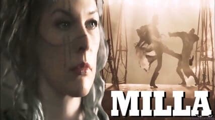 sexy milf MILLA JOVOVICH ballbusting stomp & kick in the balls in the lost lands
