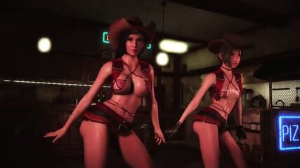 Slutty Tifa and Yuffie got drunk and danced half-naked in 7th Heaven bar