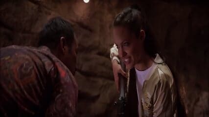 Tomb Raider 2003 ANGELINA JOLIE BALLBUSTING Lara Croft hit in the balls Tomb Raider