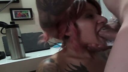 Deepthroat with delicious busty slut