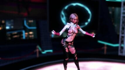 Slim athletic Gwen Stacy dance floorwork in ripped suit to arousal Venom