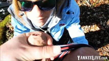 German Blonde Teen's Forest Blowjob