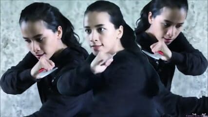 female BLADE FIGHTER ballbusting at 3.29 kick in the nuts, Lady of Fury Silat