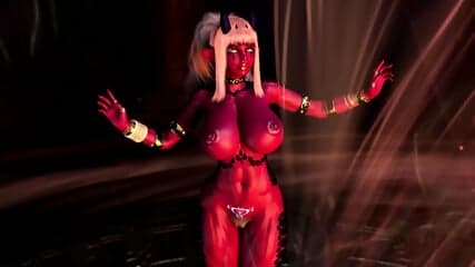 Alluring busty succubus hypnotizes you with her huge tits and ritual dance