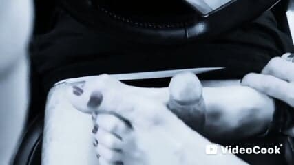 I'm Vlad and I just found a black and white video with a girl who is ejaculating on the steering wheel with Robert's feet