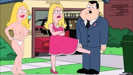 Francine BALLBUSTING Stan out of the house, ANIME kick in the balls