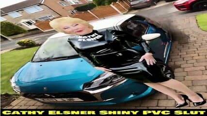 Cathy Porn Slut Kinky Wife High Heels Walk Outdoors Home in Public Dressed in a Shiny PVC Minidress Bodycon Wet Look Shiny Fetish Tight Costume Otley