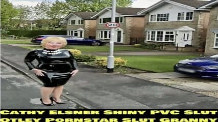 Cathy Shiny PVC Tight Dress Porn Kinky Slut Granny High Heel Slut Costume Cosplay Outdoors Public walk Otley