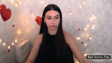 Very pretty skinny long hair brunette teen