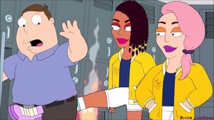 3 cool ballbuster girls TOON EBONY BALLBUSTING kick in the balls from behind