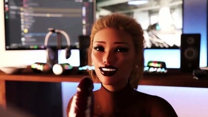 Curvy mature lady masters oral pleasure, swallowing climax in provocative cartoon scene