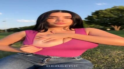 Baddie was caught flashing huge tits outdoor