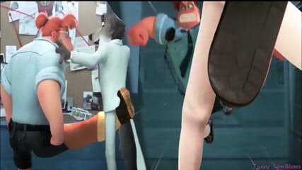 fat redhead ladycop BALLBUSTING badguys, very hard kick in the balls Chief Misty Luggins