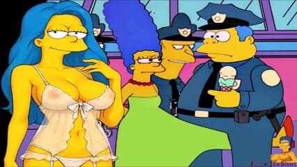 Marge Simpson BALLBUSTING COP chief wiggum hard kick in the balls