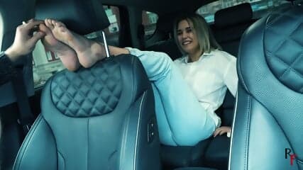 Tickling feet in the car