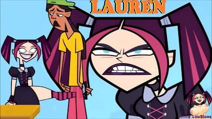 scary girl nutshot LAUREN ballbuster TOTAL DRAMA ballbusting anime kick in the balls