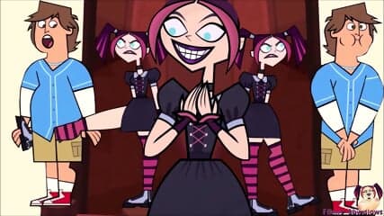 Total Drama SCARY GIRL BALLBUSTING anime kick in the nuts LAUREN purple hair nutshot