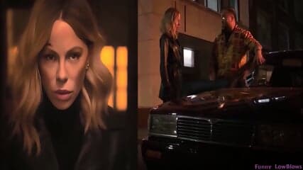 Kate Beckinsale BALLBUSTING nut punch at 2.24, kick in the balls at 0.40 & 1.32