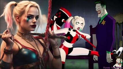 cartoon HARLEY QUINN ballbusting JOKER TV serie kick in the balls