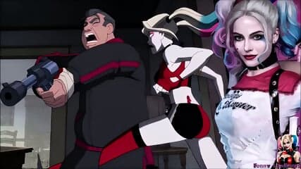 daddy ballbusted by HARLEY QUINN kick in the balls TV anime nutshot