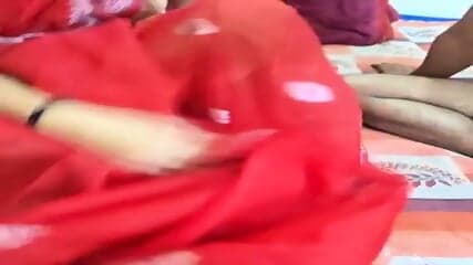 Real cpl nice saree with transparent blouse boobs suck