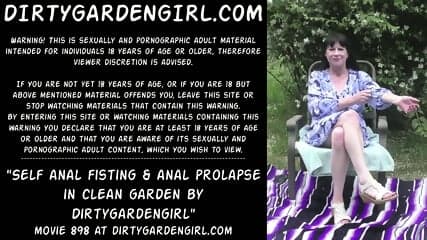 Self anal fisting & anal prolapse in clean garden by Dirtygardengirl