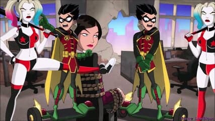 HARLEY QUINN ballbusting ROBIN rough kick in the balls