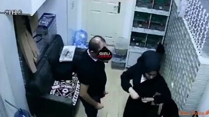 Hot Turkish store girl's boobs sucked by manager & giving BJ