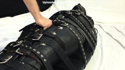 Restrained With 20 Belts In Heavy Leather  Kinky4Ever