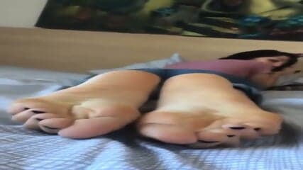 Horny Tattooed Brunette Is In Bed Exposing Her Naked Soft Soles To The Cam  Kinky4Ever