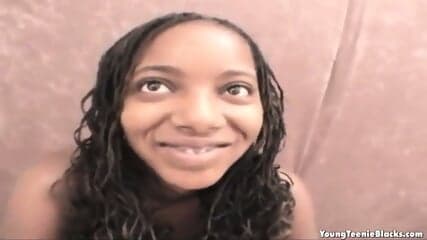 Cum hungry ebony slut goes down on dick in POV close up