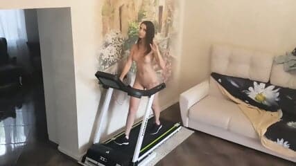 Naked Teen with a Big Ass on a Treadmill