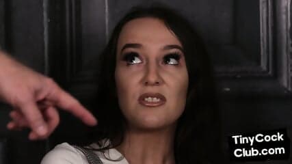 Nasty slut riding BBC in front tiny cock