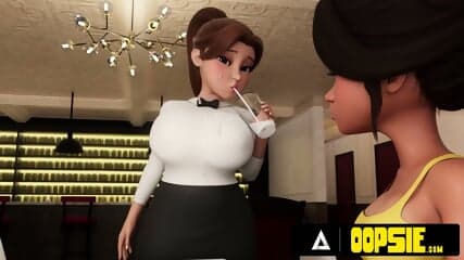 OOPSIE - Waitress Gets Mouth And Ass Filled With Cum During Service! 3D CARTOON PORN!