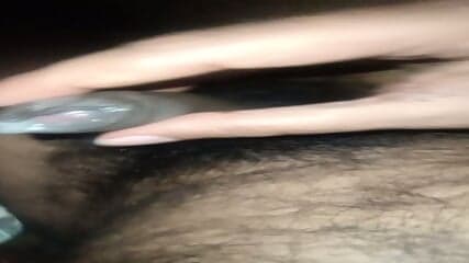 A horny hairy slim boy jerk his horny hairy cock rough and cum at his shirt close cumshot