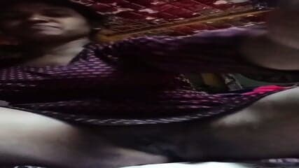 Excited Bhabhi Talking While Showing Hairy Pussy