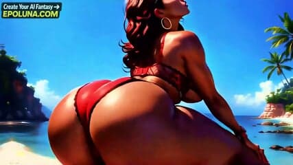4K 100% AI Generated 3D Soft Looping PMV â Ebony Big Ass Twerk on Beach; Thick Booty Babes Gentle Shaking in Bikinis