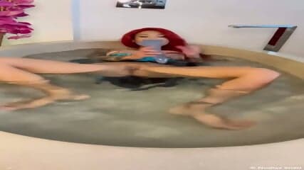 Asian Tatted Babe Cosplays In Her Pool