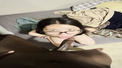 INNOCENT KOREAN SUCKS BIG BLACK DICK