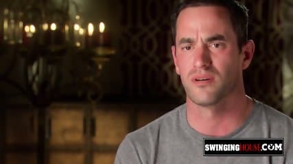 Horny swingers are having sex on the staircase of the Swing House.