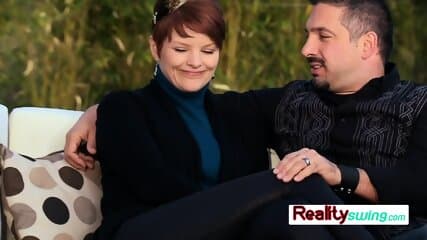 Leather and black lace lingerie for a slutty swinger babe.