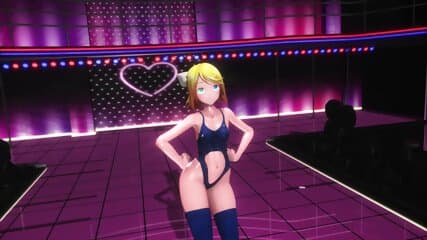 Kagamine Rin strips on stage - by Medama MMD