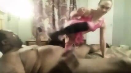 Skinny MILF Slut Fucking A Fat Balck Guy