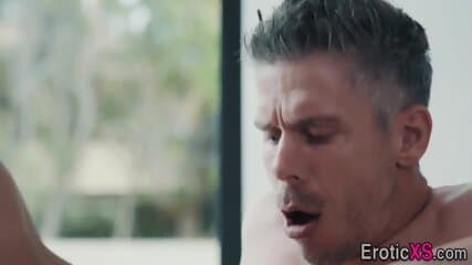 Slender teen beauty rides big cock for cum