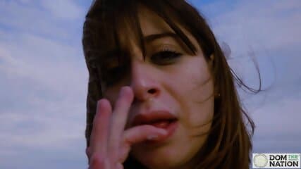 Submissive foot licking and ass eating by the sea