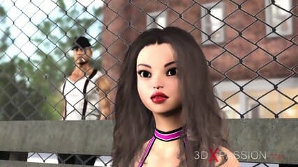 Basketball players fuck hard a sexy cheerleader girl on the street