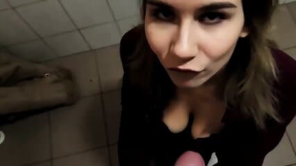Hot amateur girlfriend fucked in the public toilet