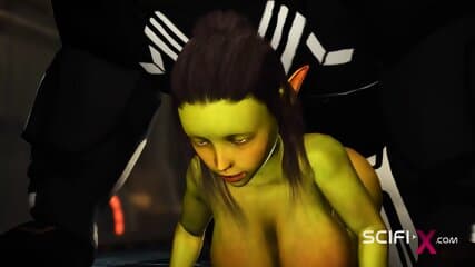 Crazy anal alien sex with a huge cock in the spacecraft